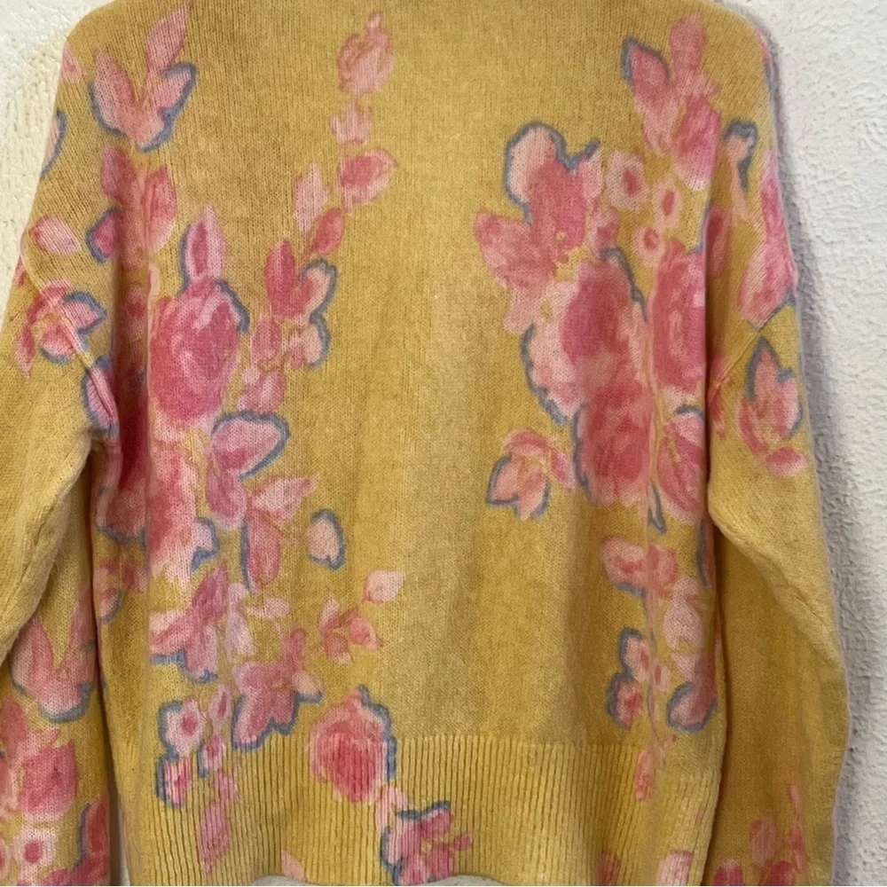 Sundance Dahlia floral yellow/pink crop cardigan - Picture 6 of 8